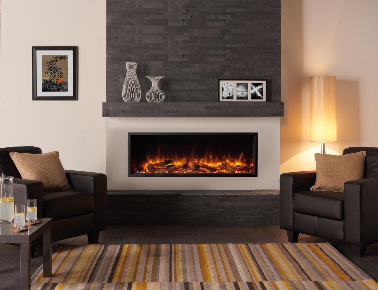 Fireplace electric stone rustic modern homesfeed designs look